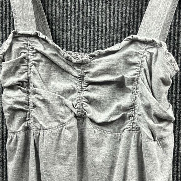 Mix &‎ co. Babydoll Tank Top Womens Gray Large Elastic Back Pleated Sleeveless - Picture 3 of 9